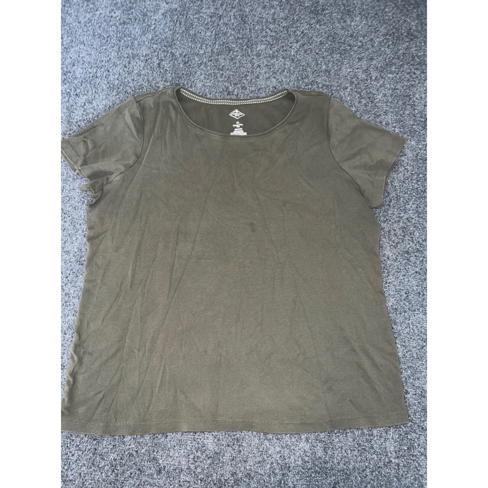 St. John's Bay Essential Tee Womens XL Olive Green Cotton Short Sleeve T-Shirt